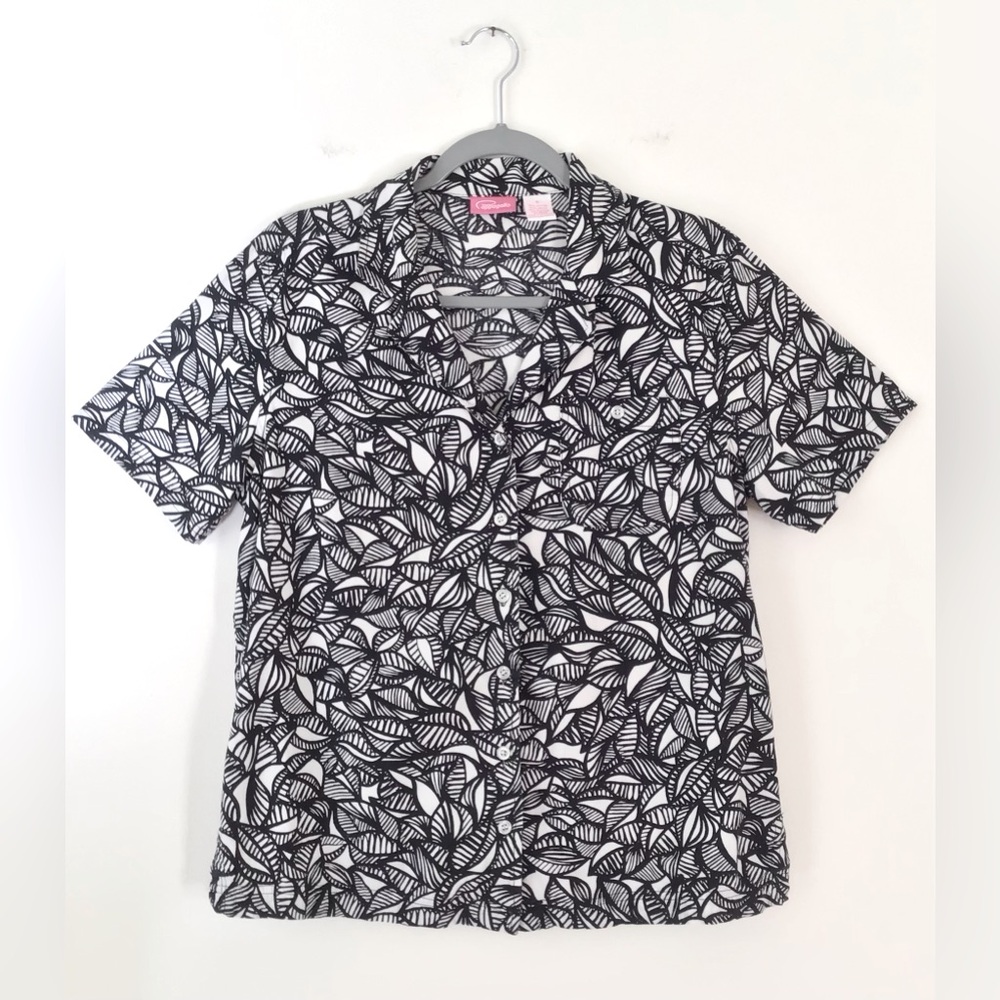 Vintage Pappagallo boxy oversized blouse and flared graphic print skirt set sz S